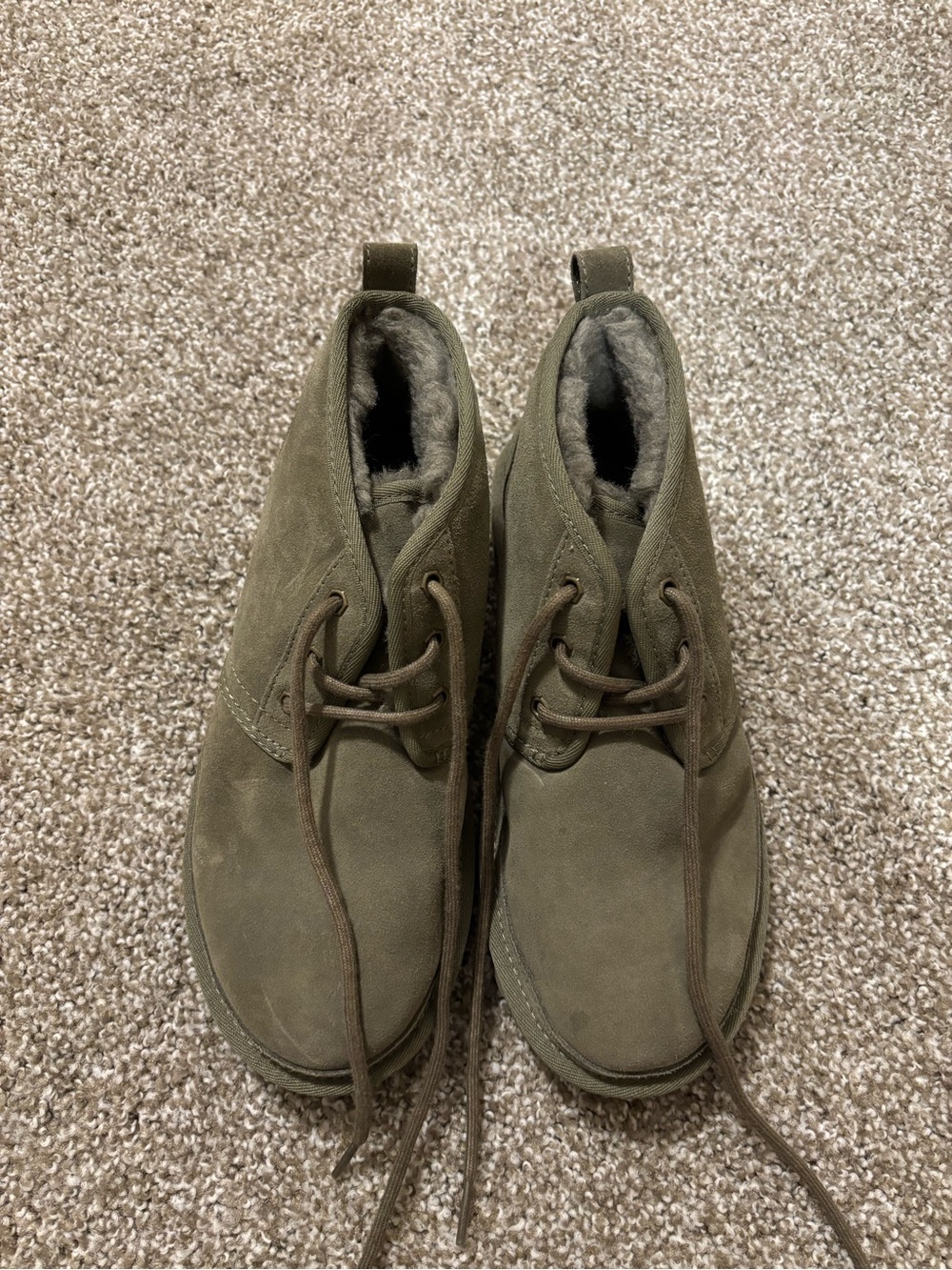UGG Olive Green Suede Lace-Up Women's Winter Boots